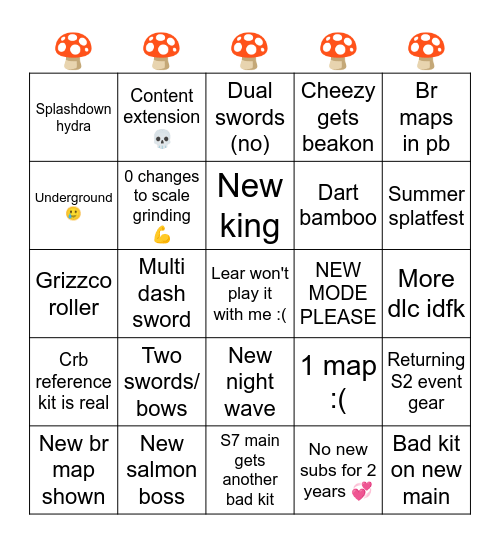 Season 8 Bingo Card