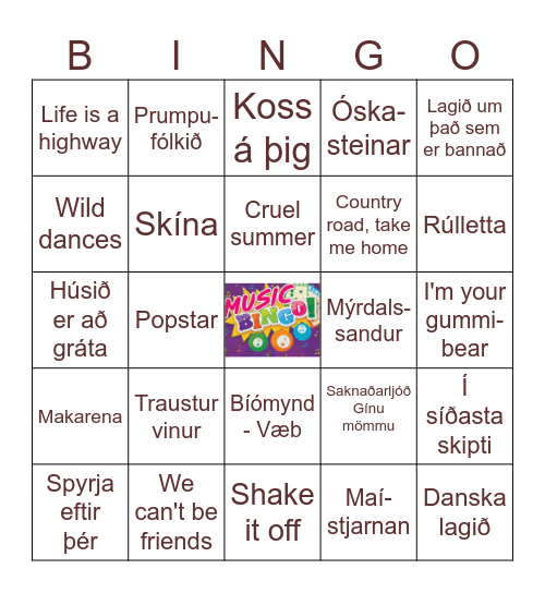 TÓNLISTARBINGÓ Bingo Card