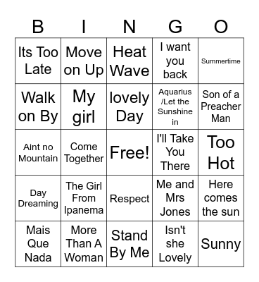 Summer Bingo Card