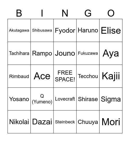 BSD Bingo! Bingo Card