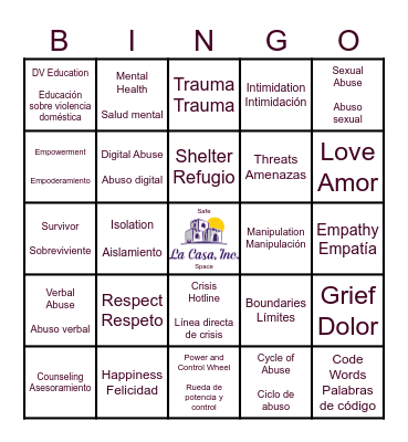 DV *BINGO* Empowerment Group Bingo Card