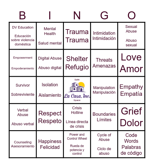 DV *BINGO* Empowerment Group Bingo Card