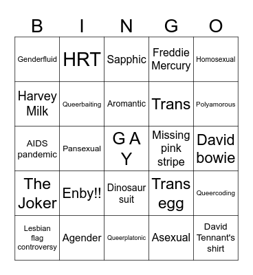 PEGSEQUALS Bingo Card