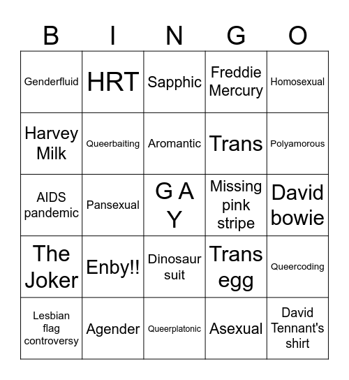 PEGSEQUALS Bingo Card