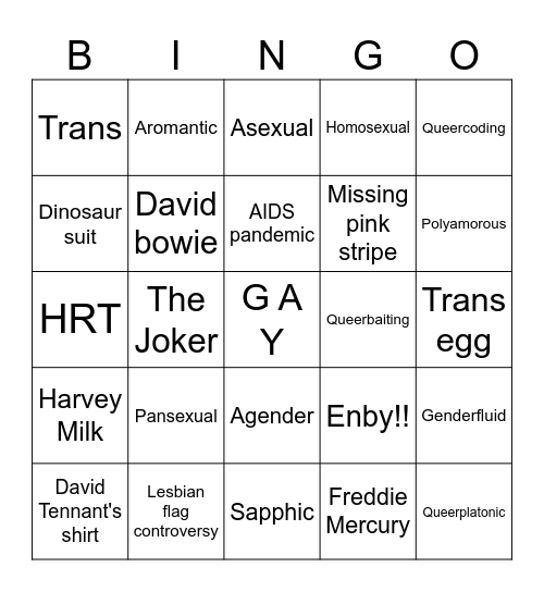 PEGSEQUALS Bingo Card