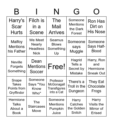 Harry Potter and the Sorcerer's Stone Bingo Card