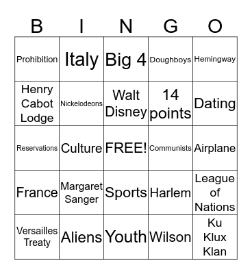 Chapter 24 Part 2 Bingo Card