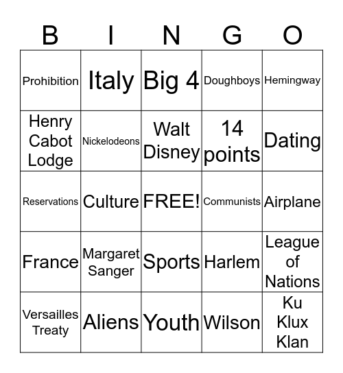 Chapter 24 Part 2 Bingo Card