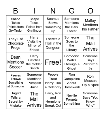 Harry Potter and the Sorcerer's Stone Bingo Card