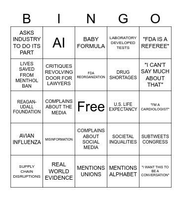 CALIFF SPEECH Bingo Card
