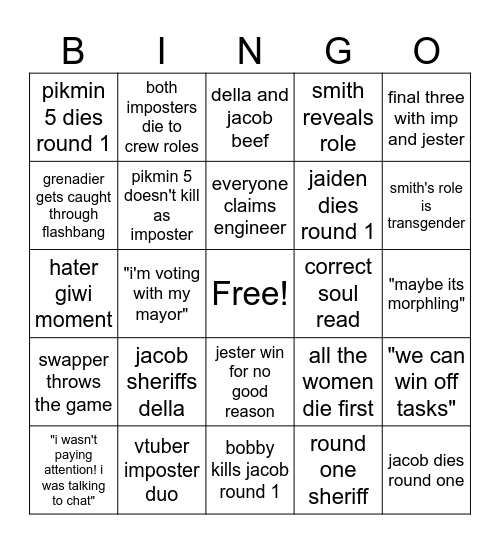 another mongy monday Bingo Card