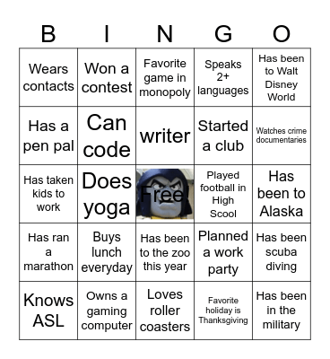 Board of Amusement  BINGO Card