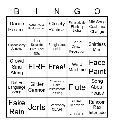 Minhas Eurovision Bingo Card! Bingo Card