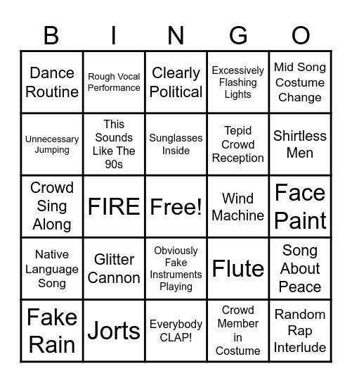 Minhas Eurovision Bingo Card! Bingo Card