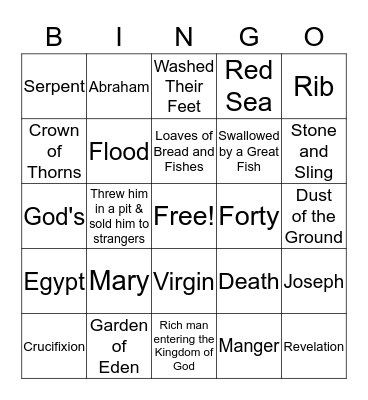 BIBLE BINGO Card