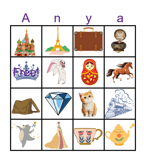 Anastasia "ANYA" Bingo Card