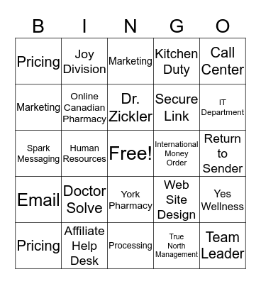 Joy Division Bingo  Bingo Card