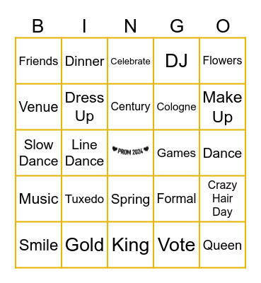 PROM Bingo Card
