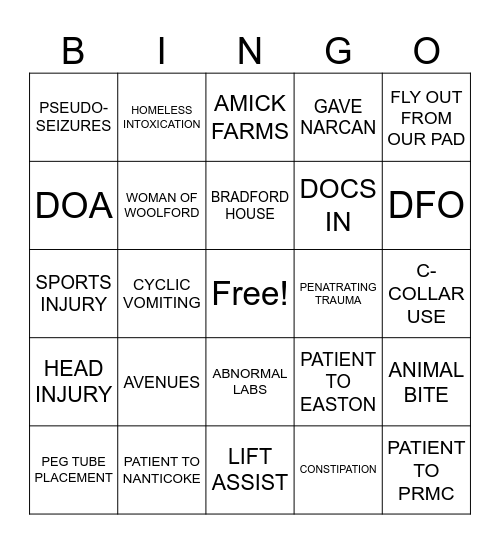 DOCO EMS WEEK 2024 Bingo Card