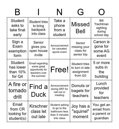 C-LUNCH Bingo Card