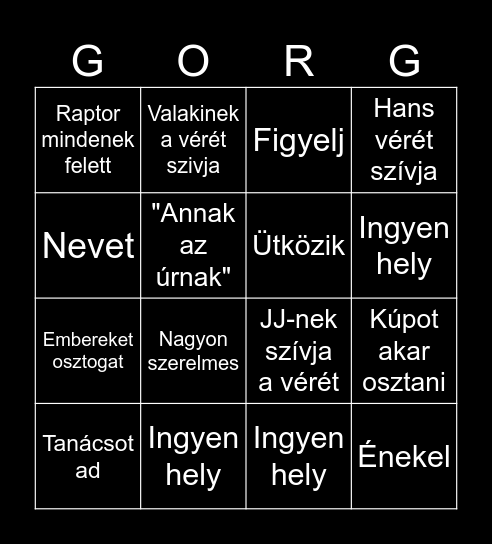 Gorgo Bingo Card