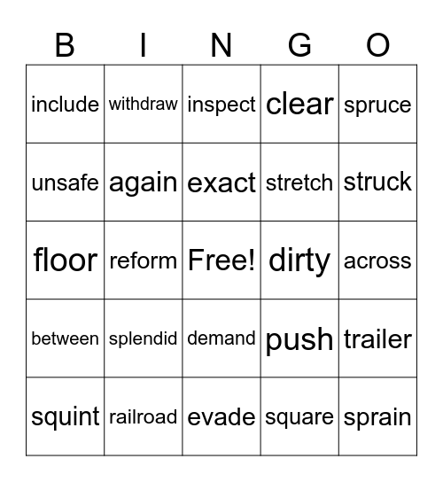 Level 12 Bingo Card