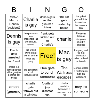 IASIP Bingo Pre-Watch-Through (S3+) Bingo Card