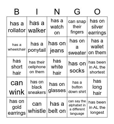 Someone who.... Bingo Card