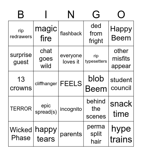 Fun Times Bingo Card