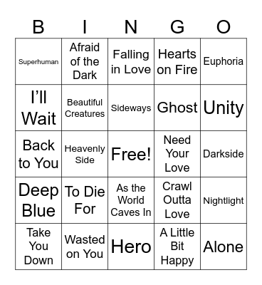 Feel Good EDM Bingo Card