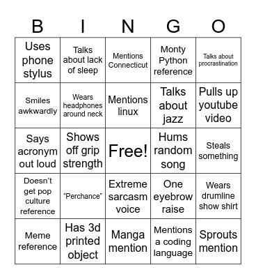 Stefango Bingo Card