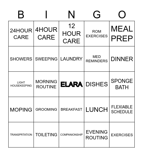 ELARA CARING Bingo Card