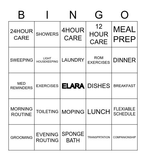 ELARA CARING Bingo Card