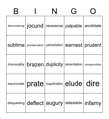 4th Quarter Vocabulary Bingo Card