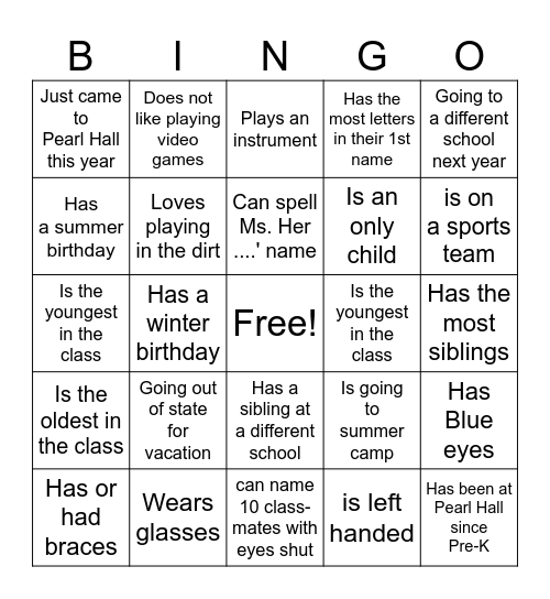 END OF YEAR BINGO Card