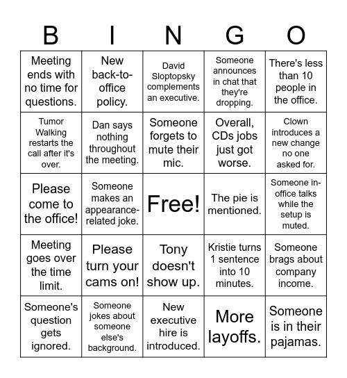 CD ALL HANDS Bingo Card