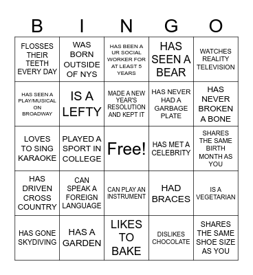 FIND SOMEONE WHO ... Bingo Card
