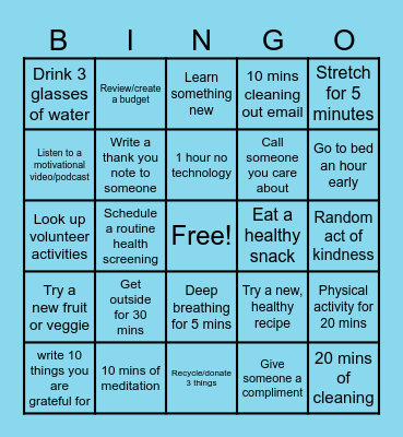 Advocates Wellness Bingo! Bingo Card