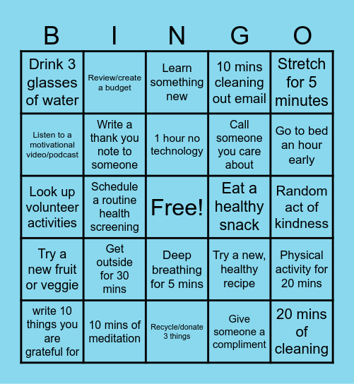 Advocates Wellness Bingo! Bingo Card