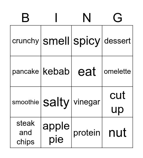 Food is fun Bingo Card