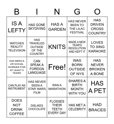 FIND SOMEONE WHO ... Bingo Card