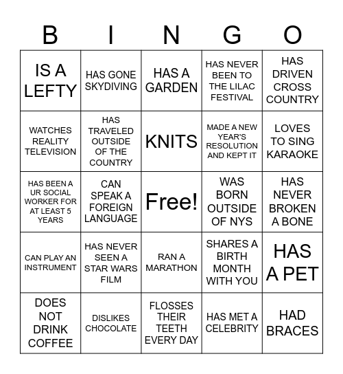 FIND SOMEONE WHO ... Bingo Card