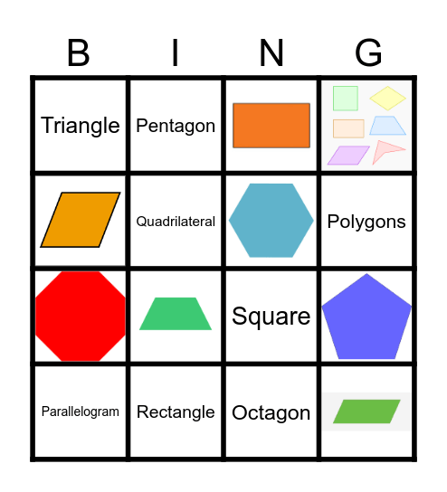 2D Shapes Bingo Card