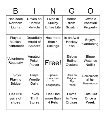 Human Bingo Card