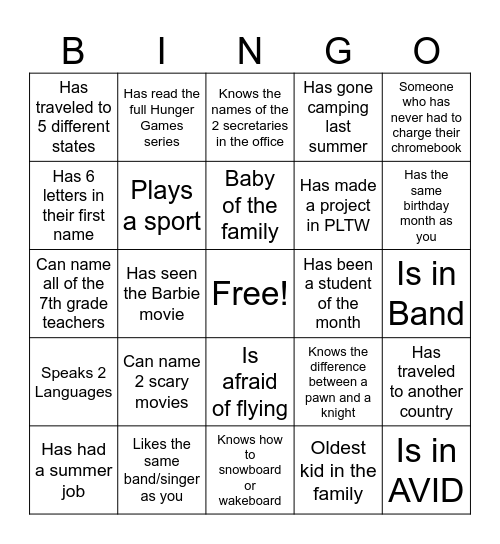 AA Bingo Card