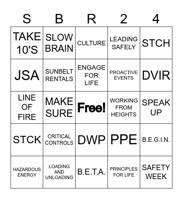 SAFETY WEEK 2024 Bingo Card