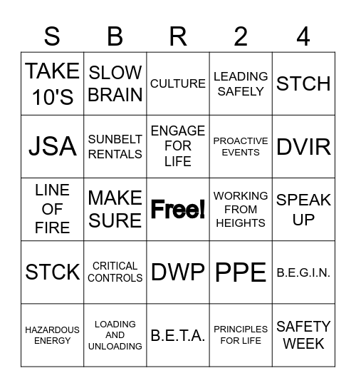 SAFETY WEEK 2024 Bingo Card