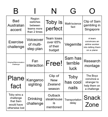 Jetlag S10 Bingo Card