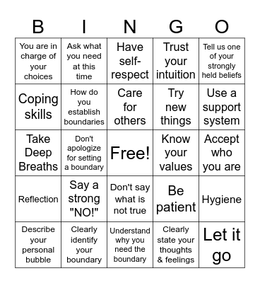 Boundary Bingo Card