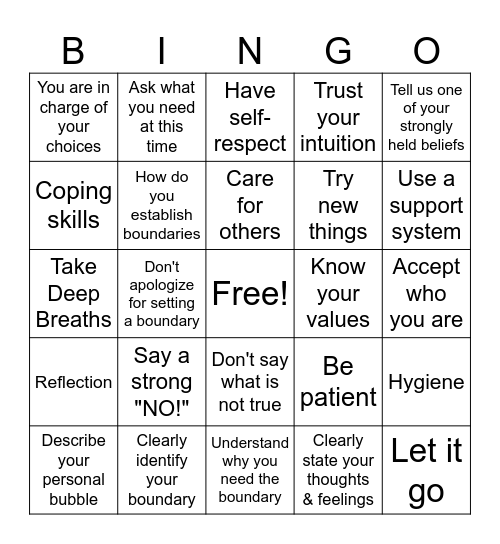 Boundary Bingo Card